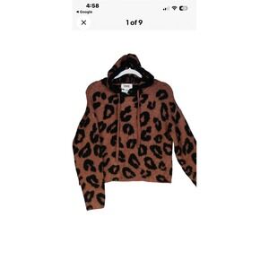 Victoria's Secret PINK Leopard Print Cropped Hoodie‎ Sweater XS
